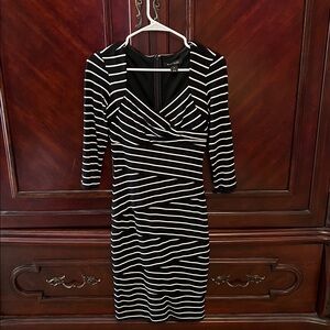 White House Black Market Monochrome Striped Dress